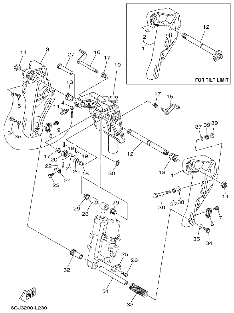Yamaha F70AET BRACKET 1 parts diagram